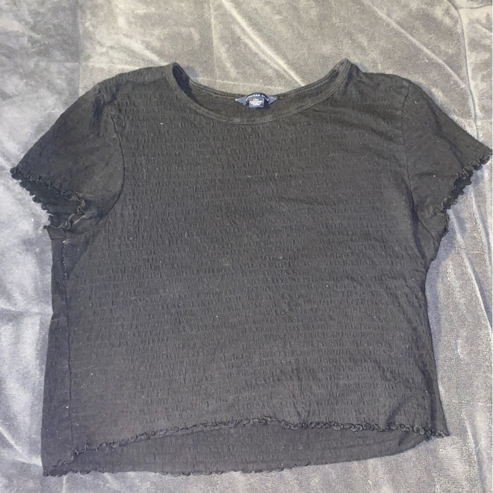 AMERICAN EAGLE Black Textured Tee